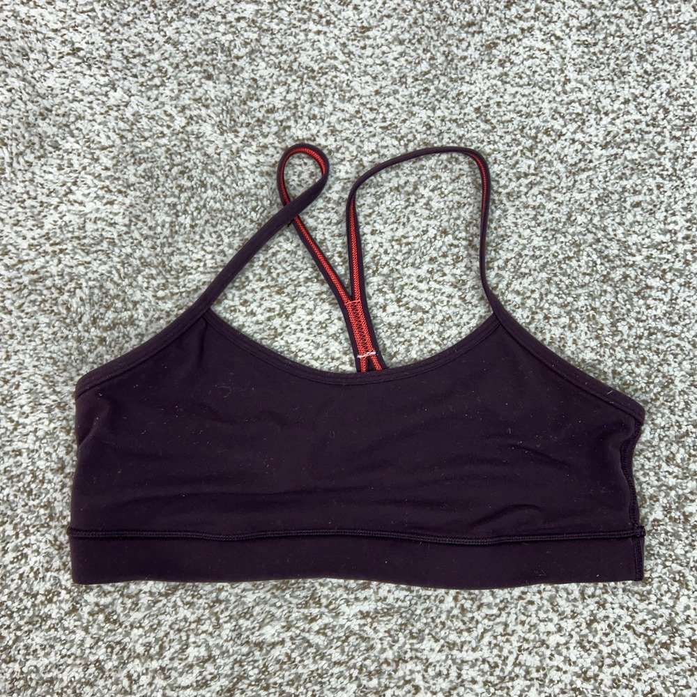 Lululemon Sports Bra Womens 10 Purple Flow Y Racerback Yoga Gym Workout Athletic
